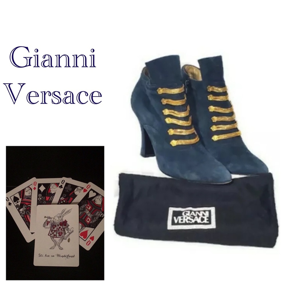 Vintage Gianni Versace Medusa Chain Ankle Boots 36